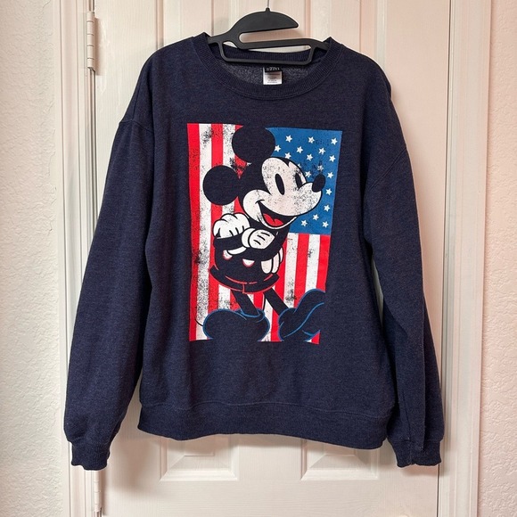 Disney Mickey Mouse Patriotic Americana Sweatshirt Navy Cozy Nostalgic | XS - Picture 2 of 12